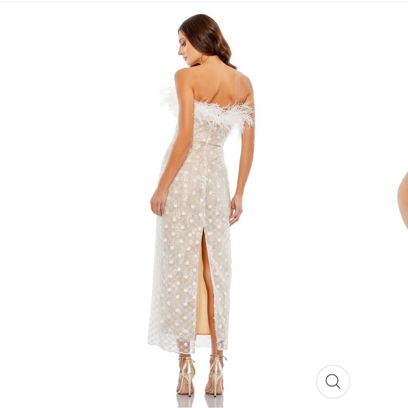 BRAND NWT | Mac Duggal feather strapless column dress - Picture 3 of 3